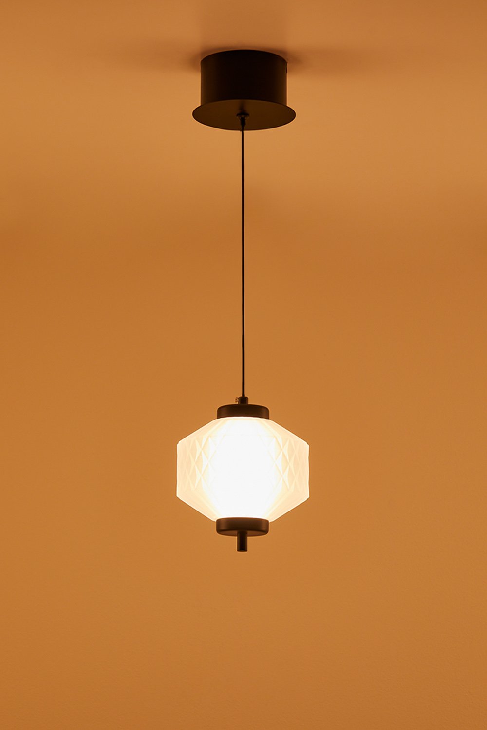 LED ceiling lamp in iron and with 1 Necsar crystal ball, gallery image 2