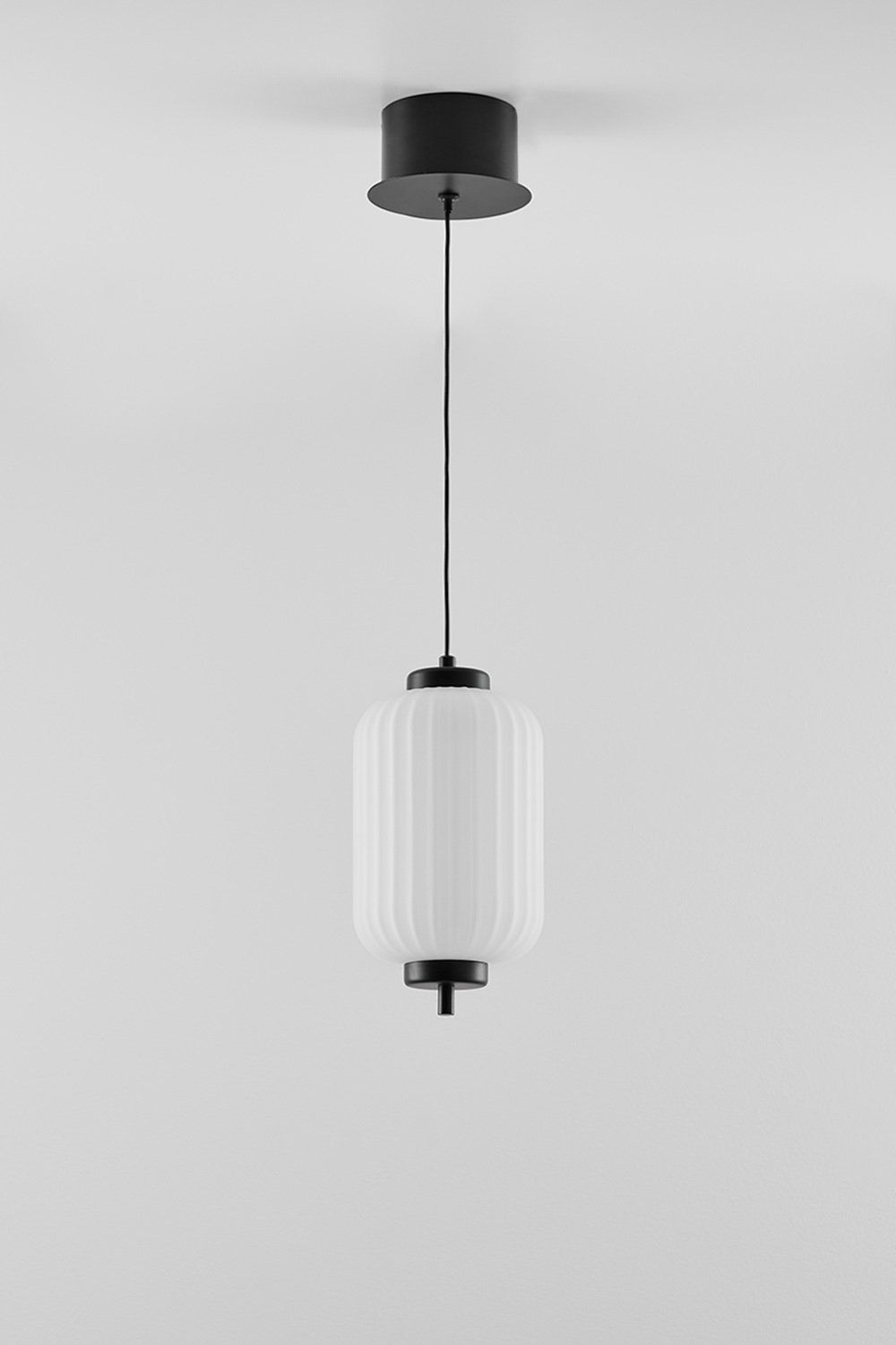 LED hanging ceiling lamp in iron with 1 glass globe Necsar, gallery image 1