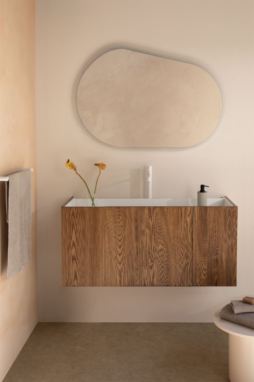 Bathroom furniture set in wood with integrated sink Fiore, gallery image 1