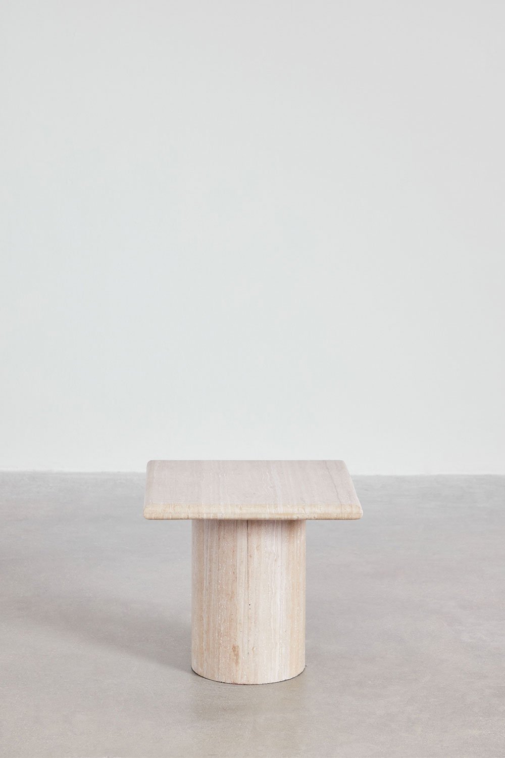 Lausanne travertine square side table, gallery image 4