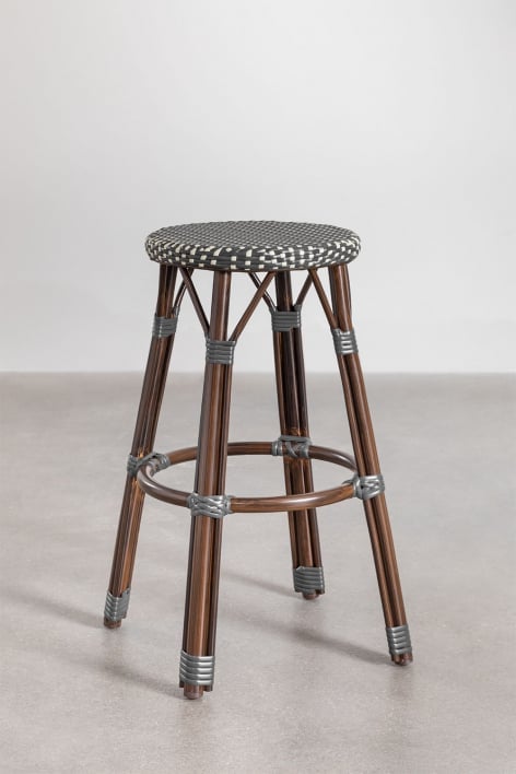 Pack of 4 high garden stools in aluminium and synthetic rattan (75 cm) Brielle Bistro