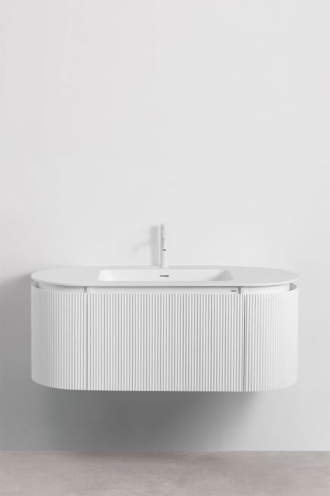 Carsone wooden bathroom furniture set with integrated washbasin - White