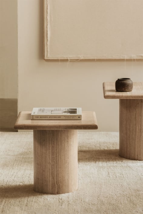 Lausanne travertine square side table