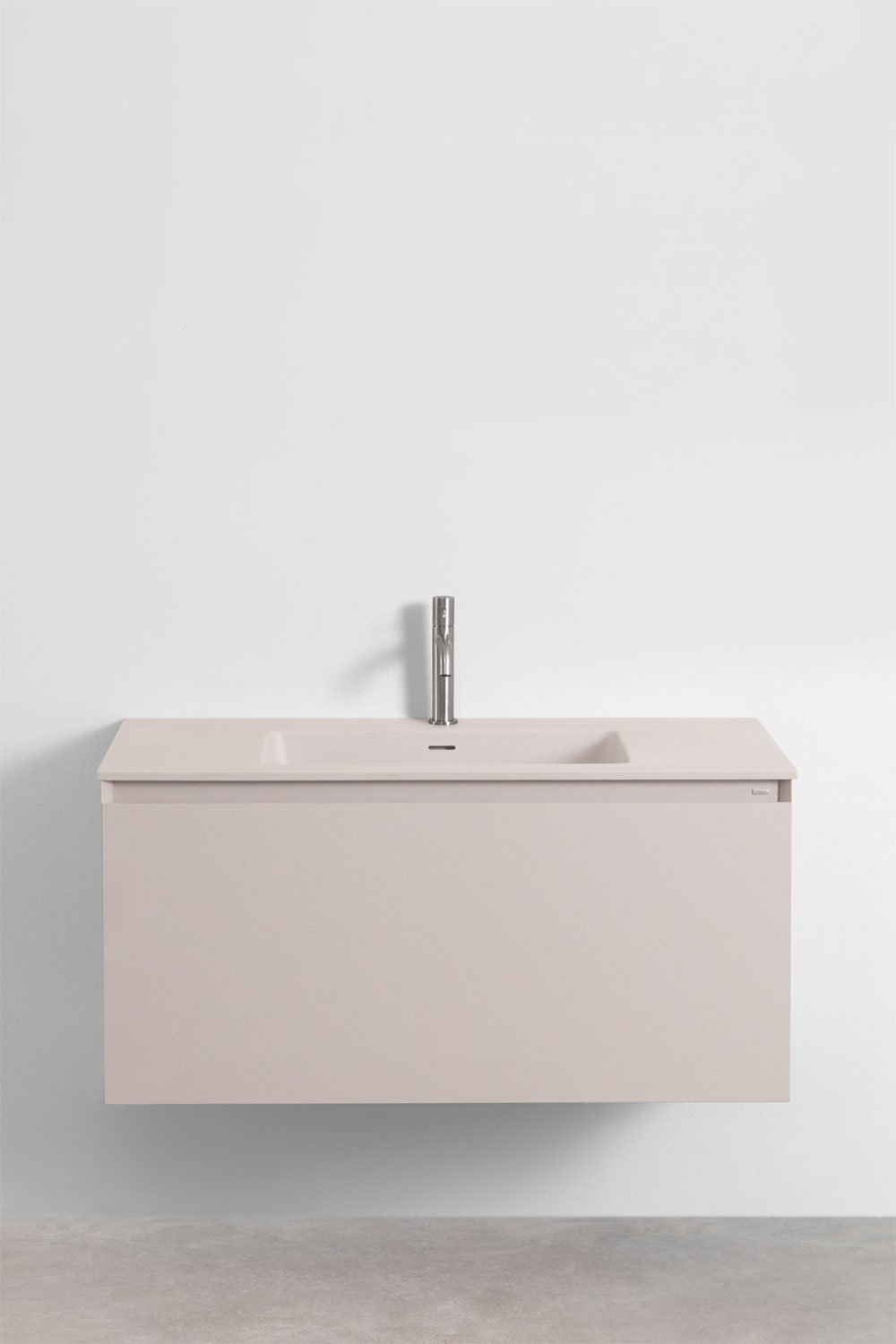 Macrae suspended wooden bathroom furniture set with integrated sink, gallery image 2