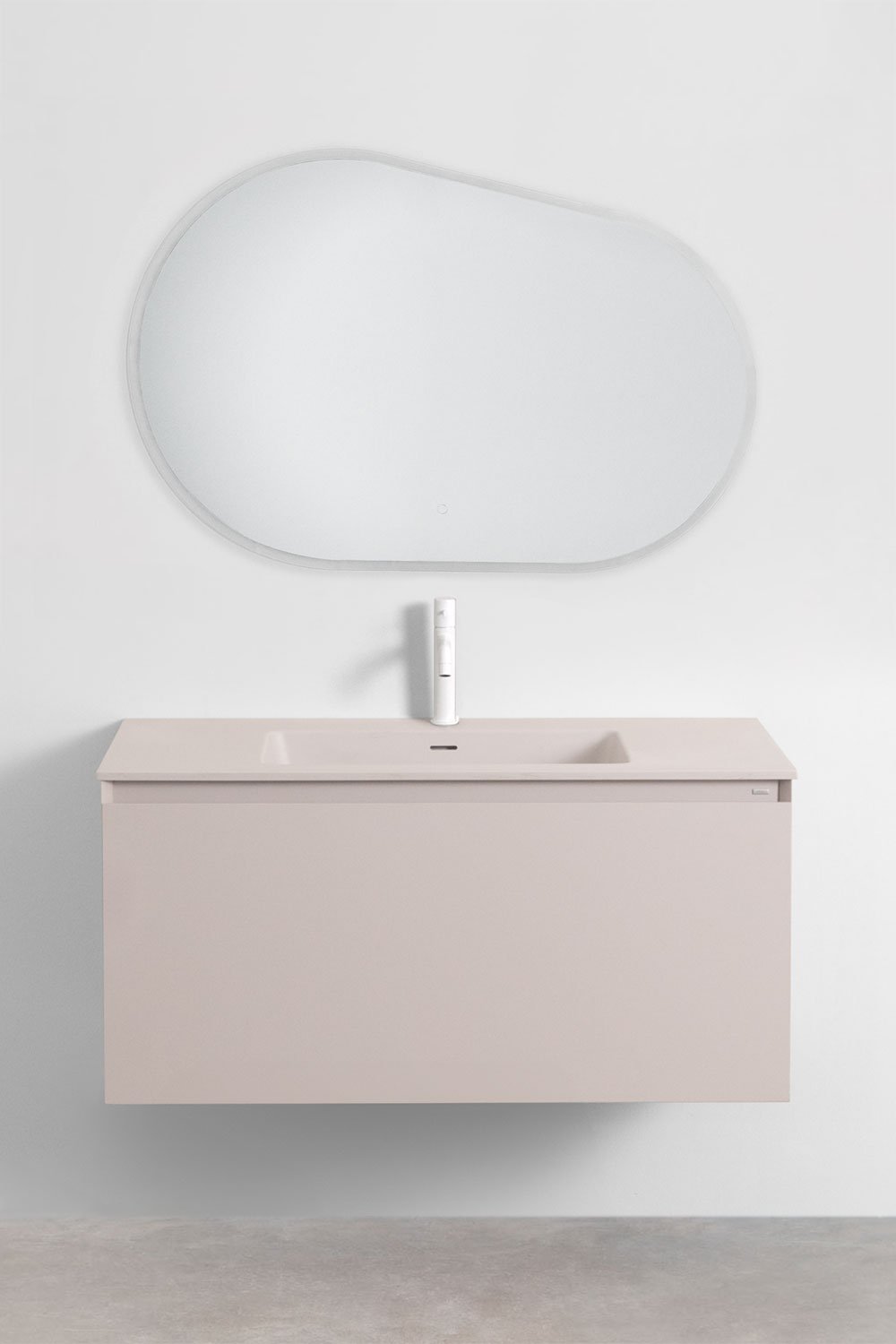 Macrae suspended wooden bathroom furniture set with integrated sink, gallery image 2