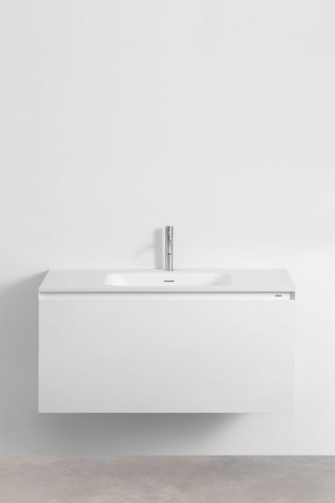 Macrae wooden bathroom furniture set with integrated sink - White