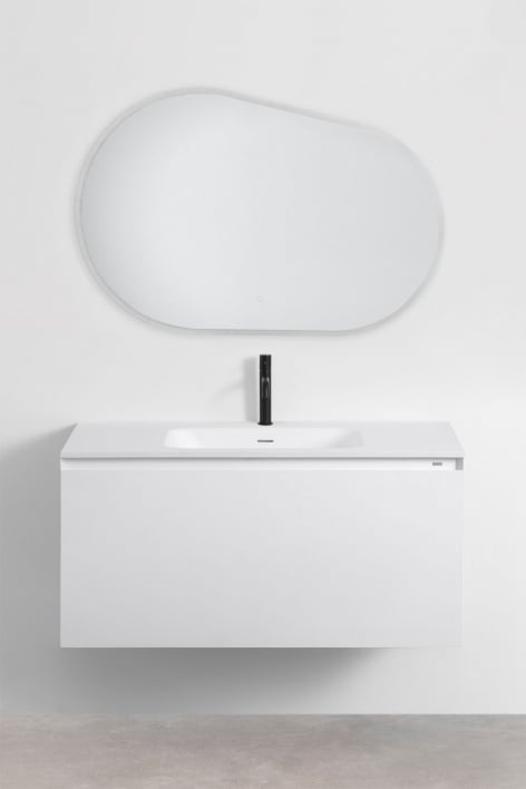 Macrae wooden bathroom furniture set with integrated sink - White