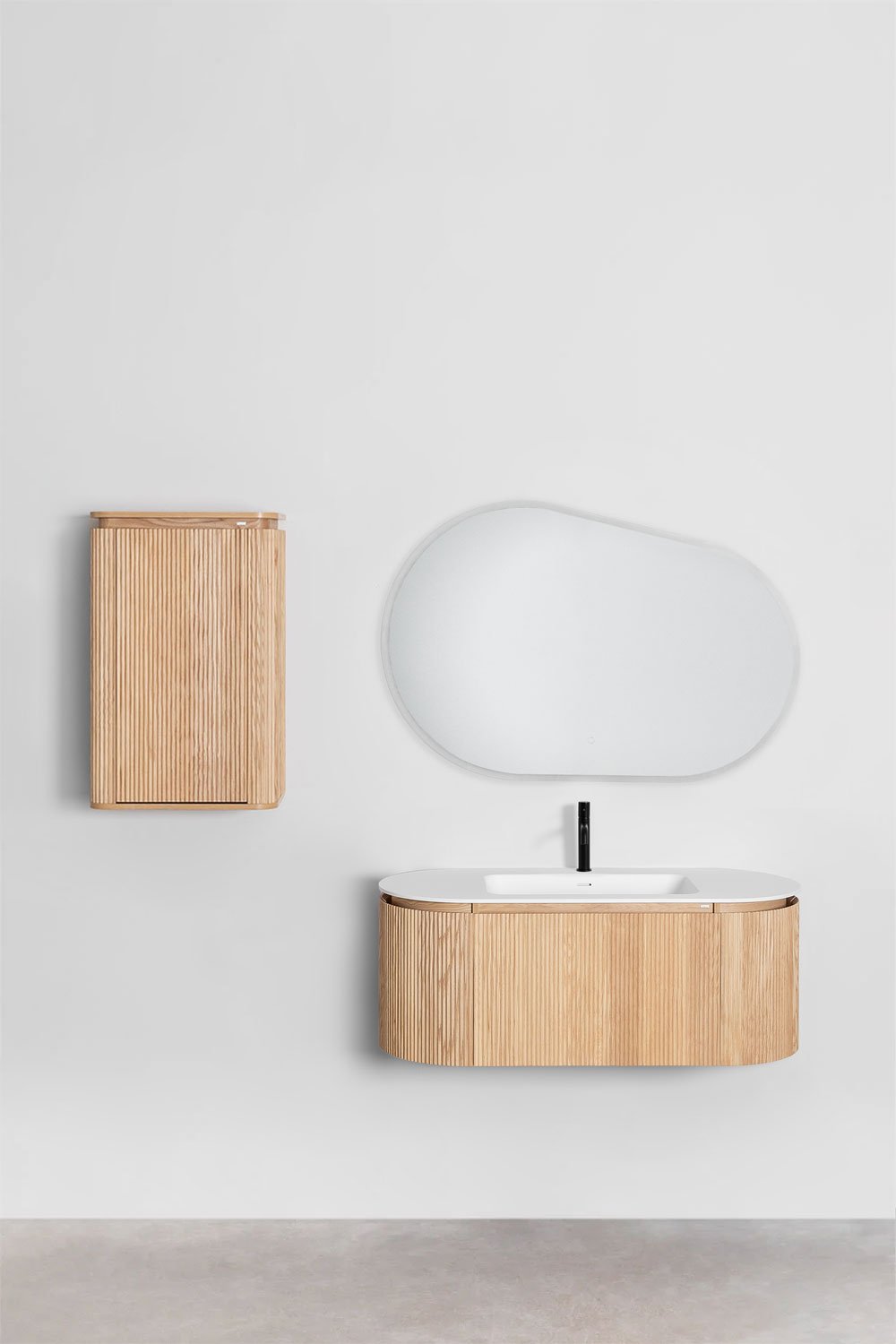 Carsone wooden bathroom furniture set with integrated washbasin, gallery image 2