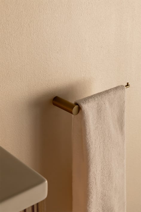 Wall-mounted towel rack with bar for bathroom in stainless steel (↔︎20 cm) Devon - Golden