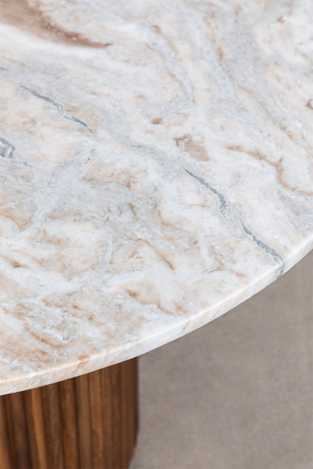 Oval dining table 200x100 cm in natural stone and mango wood Giselda, gallery image 6