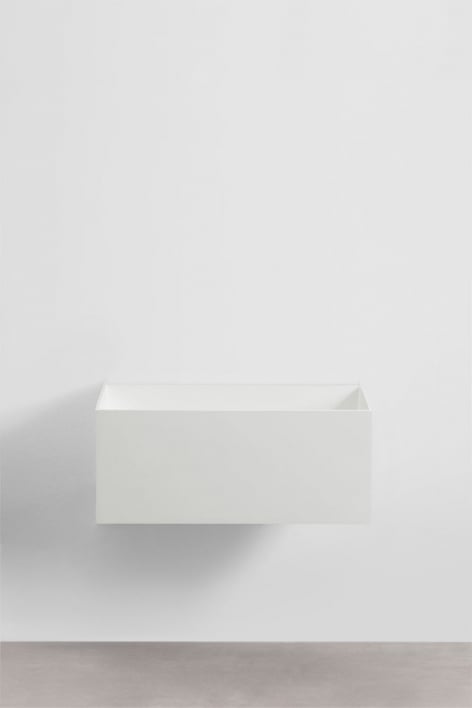 Bathroom furniture set in resin with integrated washbasin and LED light Nerine - White