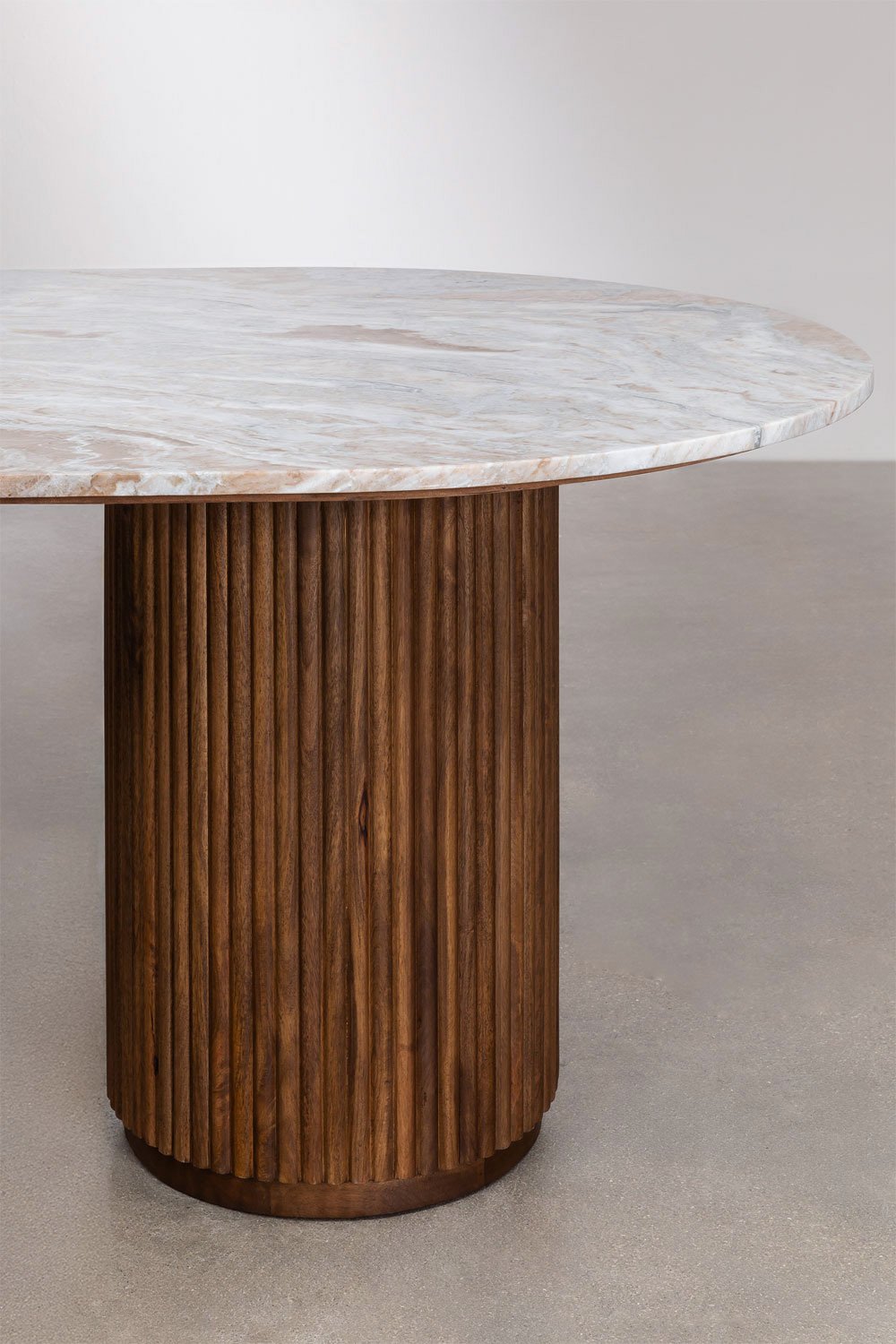 Oval dining table 200x100 cm in natural stone and mango wood Giselda, gallery image 5