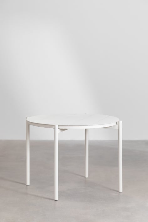 Round aluminum dining table (Ø110 cm) Elton - Gardenia White