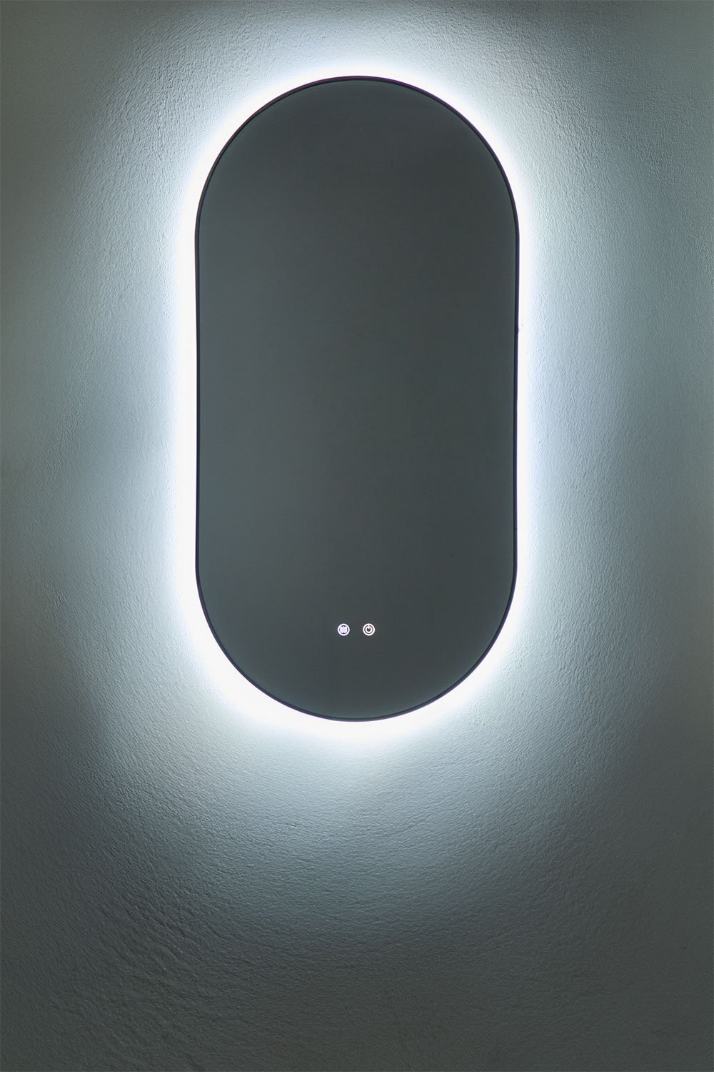 Oval wall mirror for bathroom with LED light and anti-fog (50x100 cm) Asteiro, gallery image 2