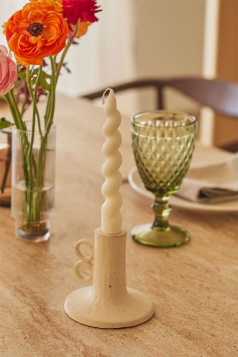 Marit Ceramic Candlestick - Beige Cream