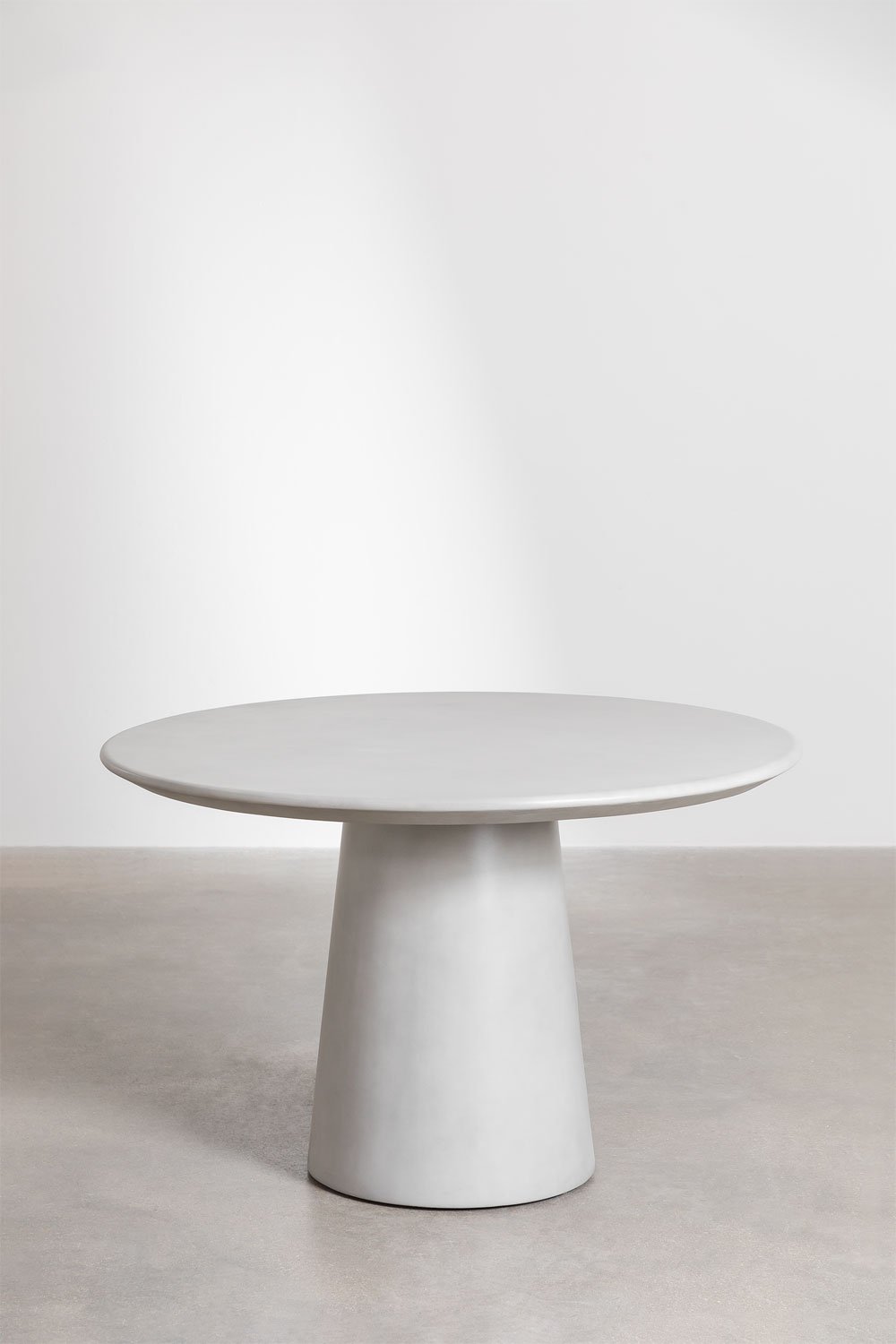 Set of round cement table (Ø120 cm) Noemi and 6 dining chairs in wood and steel Debie, gallery image 2