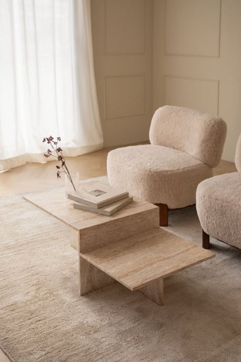 Jamari travertine look cement coffee table