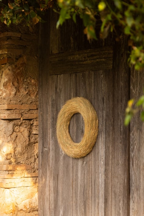 Decorative Christmas wreath in natural wheat (Ø42cm) Lidran