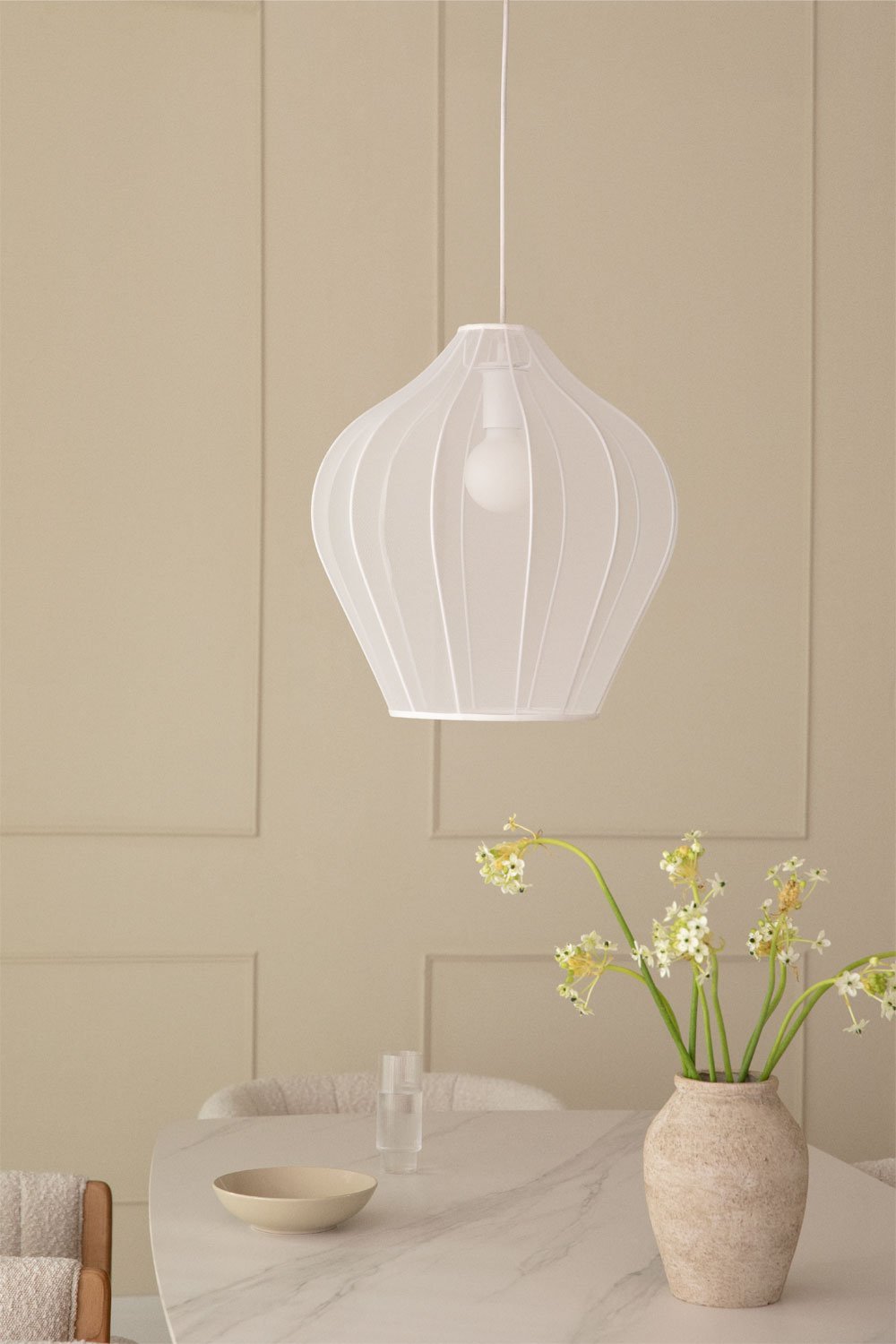 Belisa metal and fabric ceiling lamp, gallery image 1