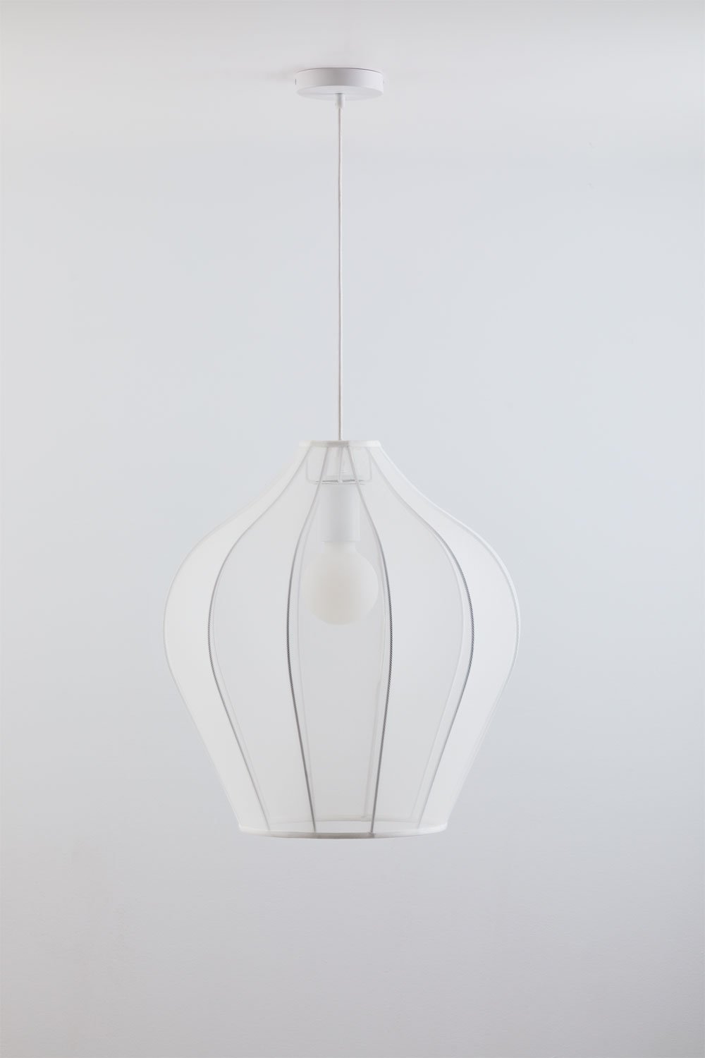 Belisa hanging ceiling lamp in metal and fabric, gallery image 3