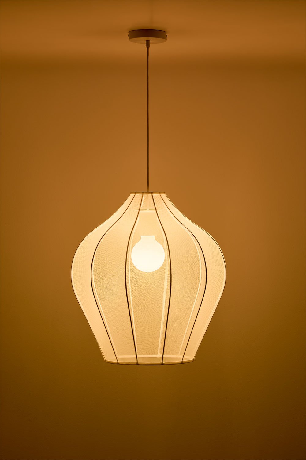 Belisa hanging ceiling lamp in metal and fabric, gallery image 4