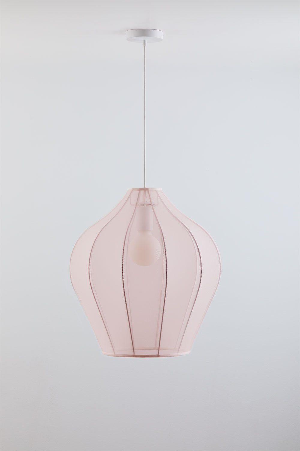 Belisa hanging ceiling lamp in metal and fabric, gallery image 3
