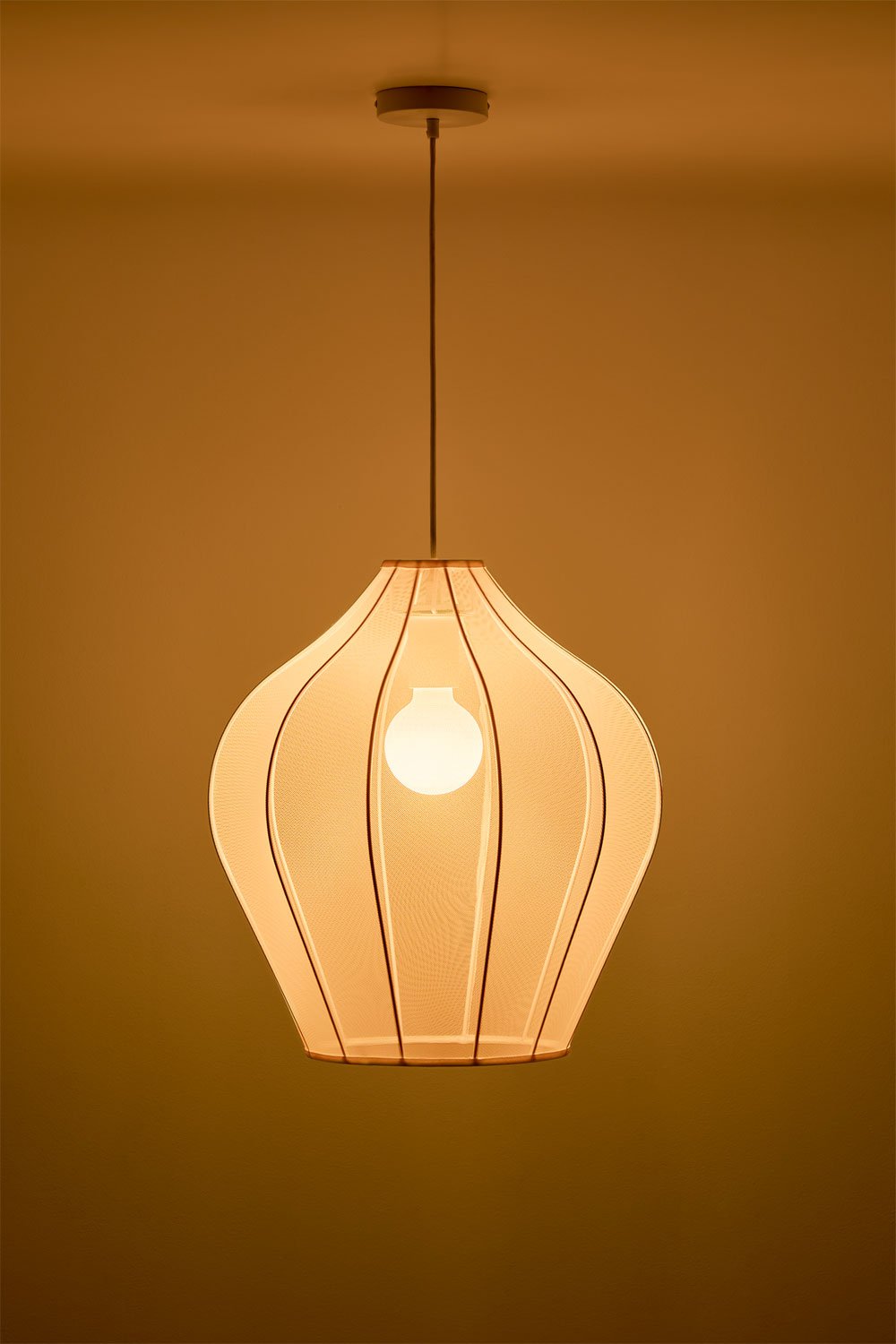 Belisa hanging ceiling lamp in metal and fabric, gallery image 4