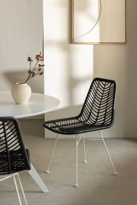 Gouda Colors synthetic rattan dining chair - Black