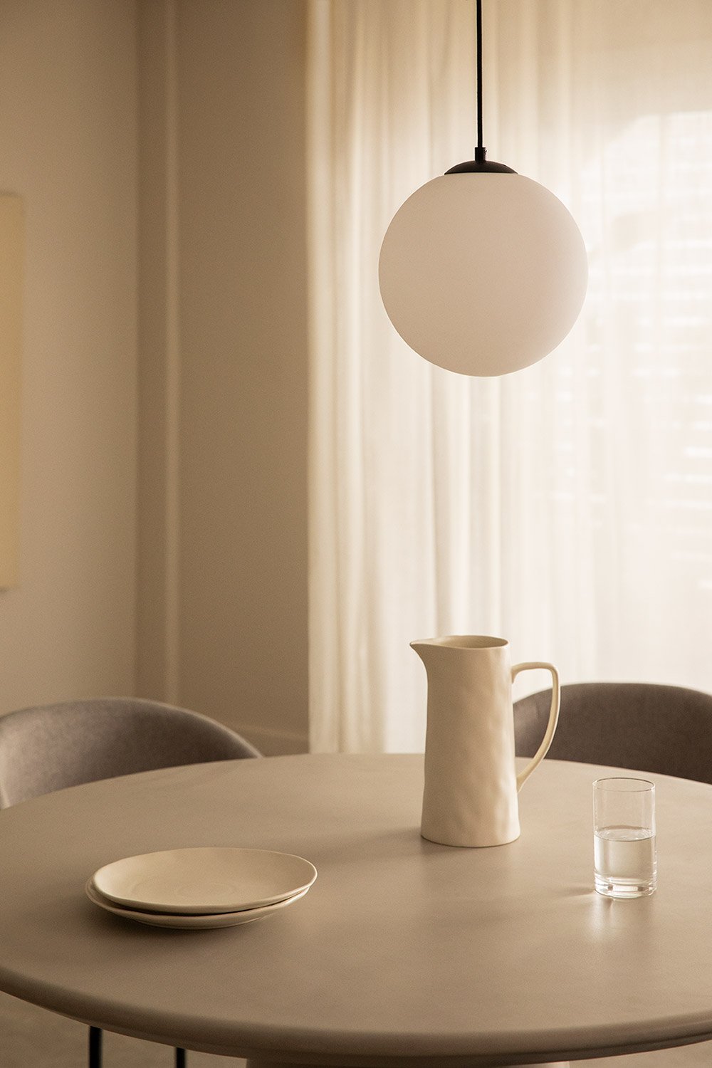 Uvol hanging ceiling lamp in iron with crystal ball, gallery image 1