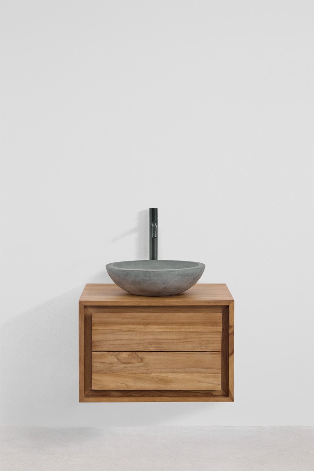 Jabari teak wood wall-mounted bathroom furniture set, gallery image 2