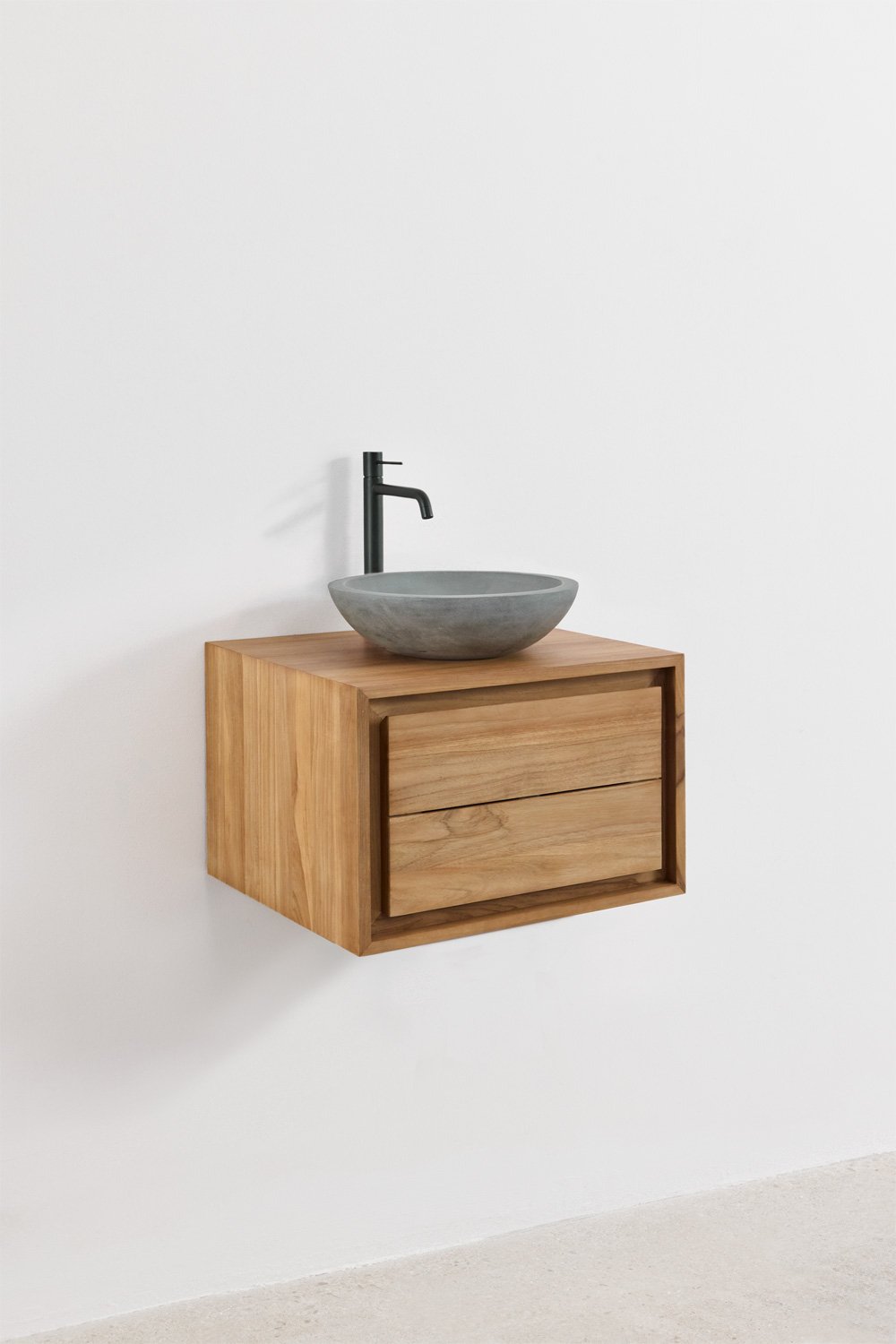 Jabari teak wood wall-mounted bathroom furniture set, gallery image 3