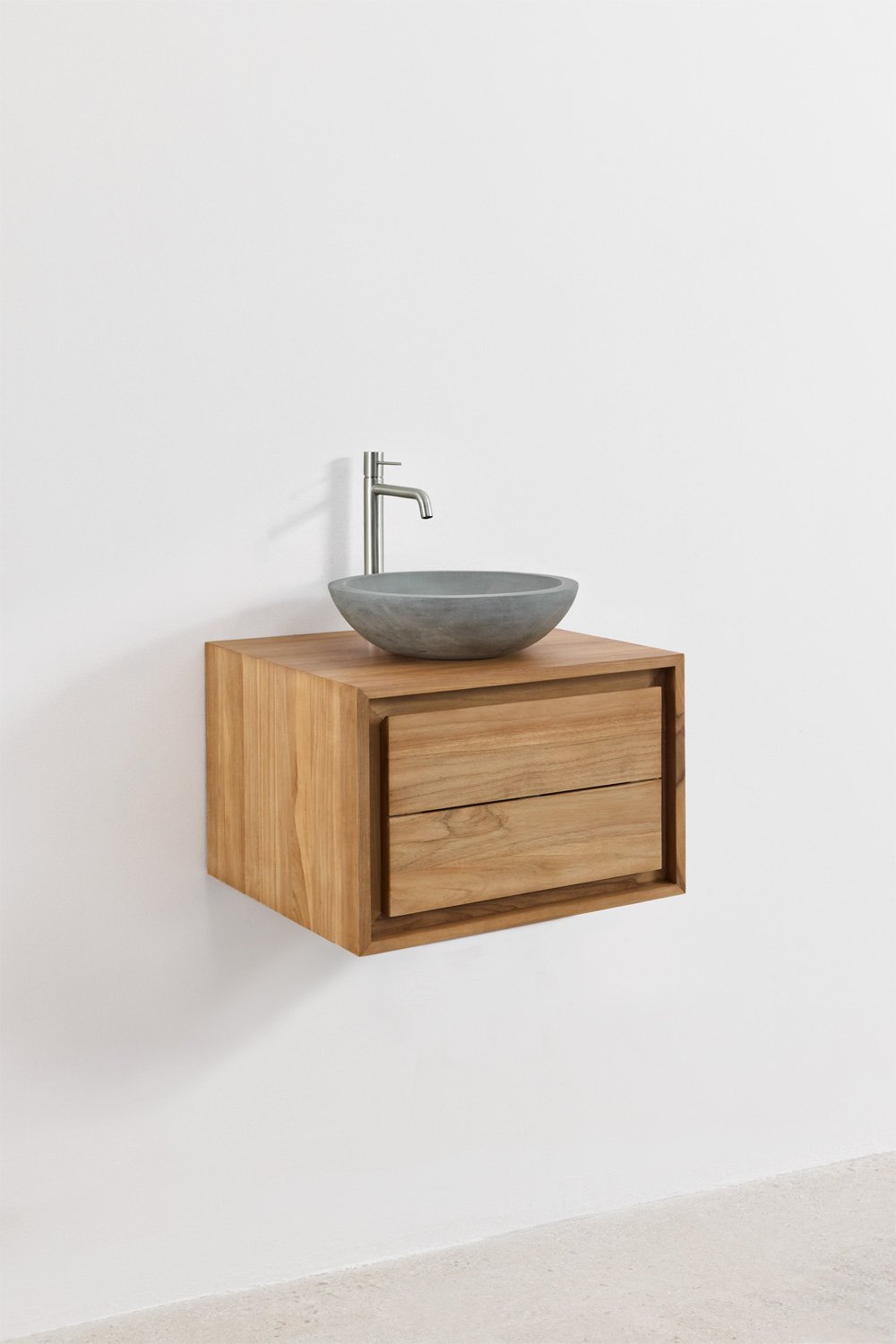 Jabari teak wood wall-mounted bathroom furniture set, gallery image 3