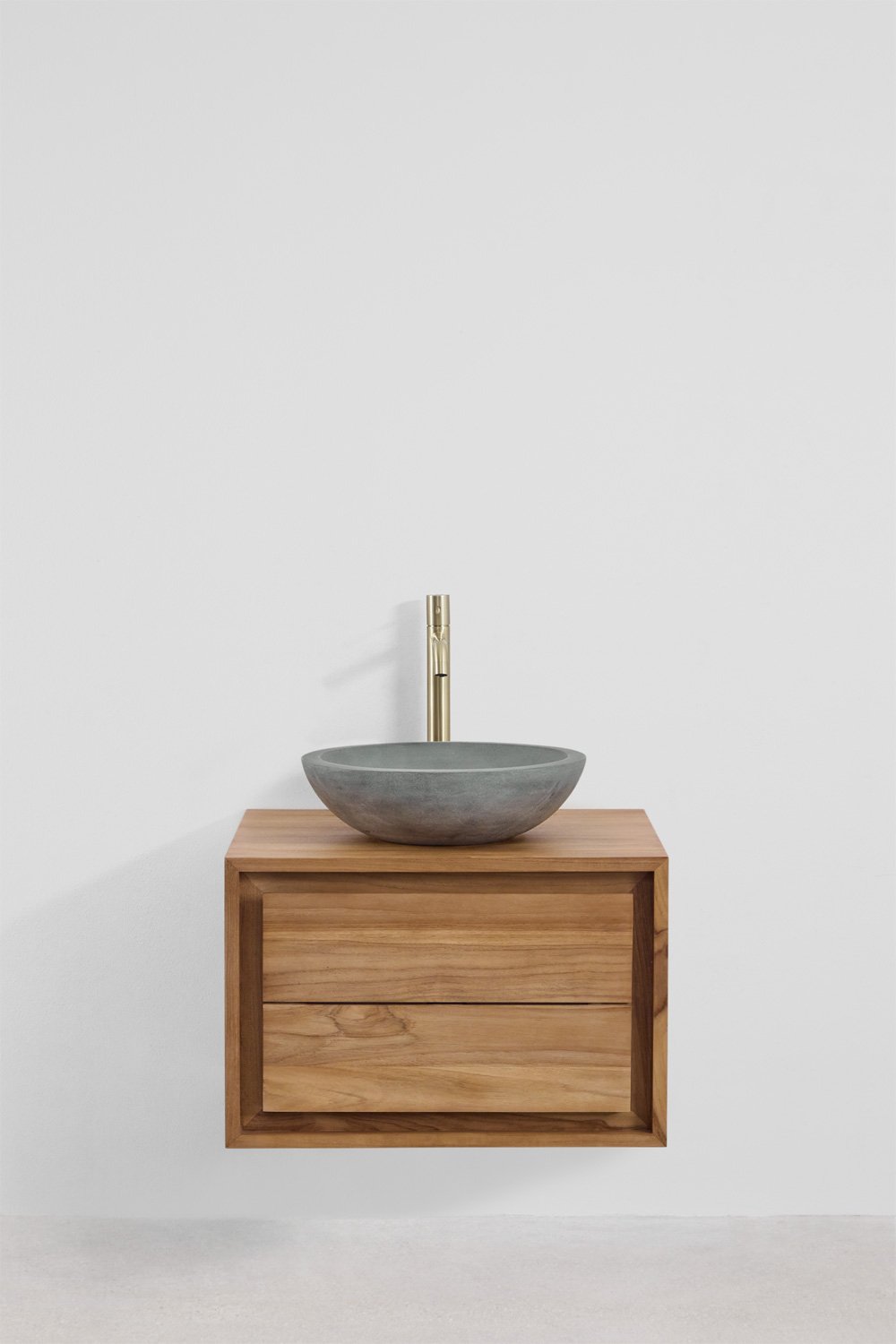 Jabari teak wood wall-mounted bathroom furniture set, gallery image 2