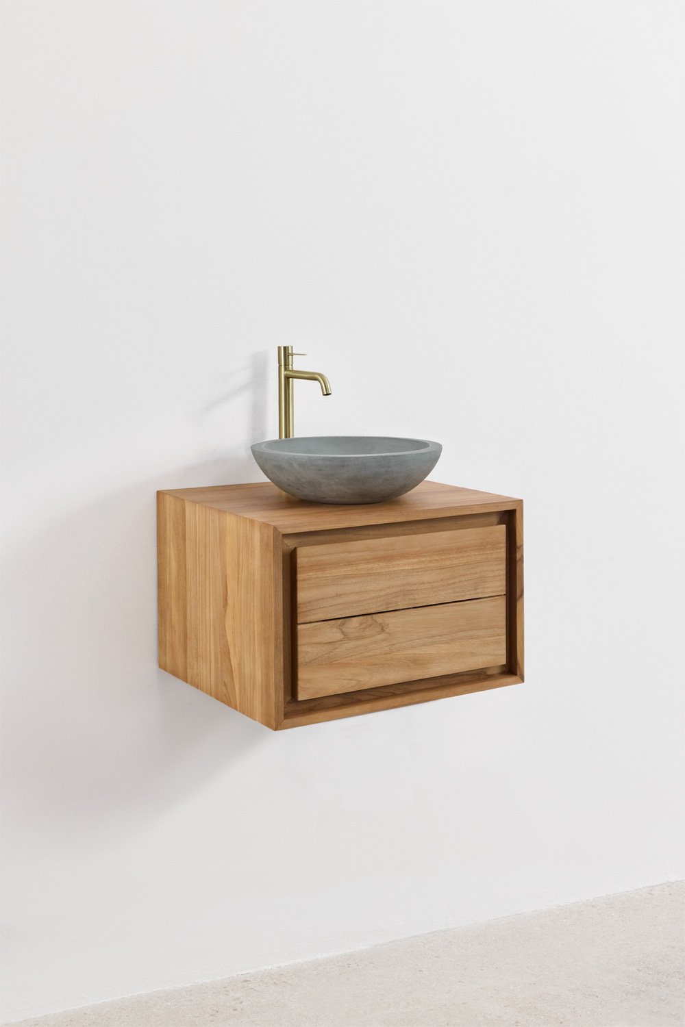Jabari teak wood wall-mounted bathroom furniture set, gallery image 3