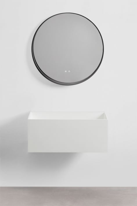 Bathroom furniture set in resin with integrated washbasin and LED light Nerine - White