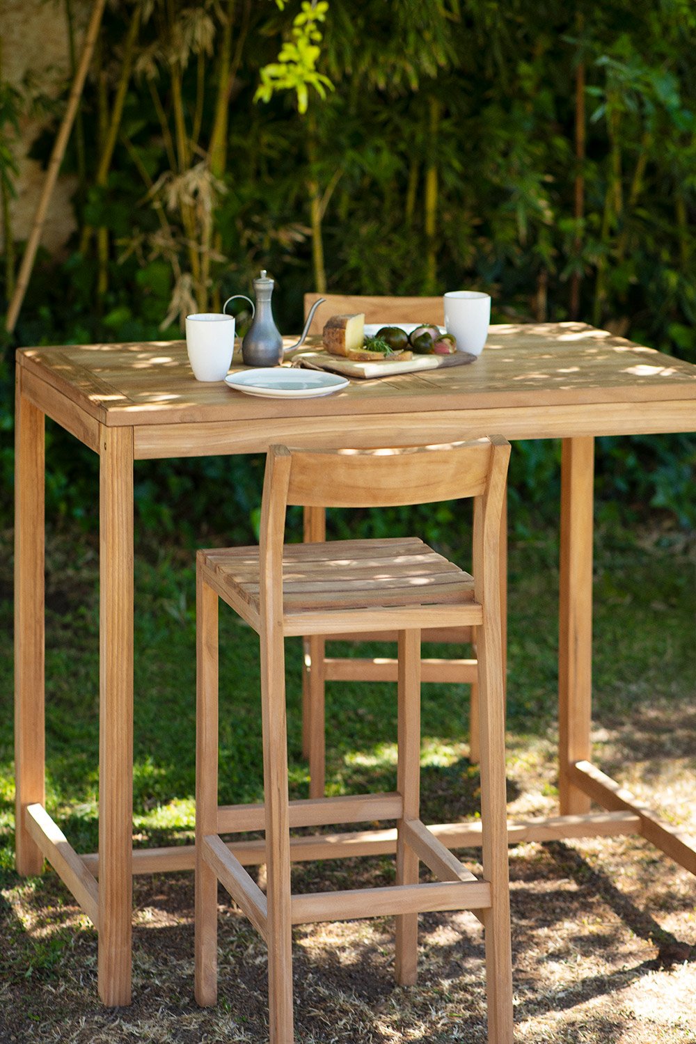 Garden High Stool in Yaki Teak Wood, gallery image 1