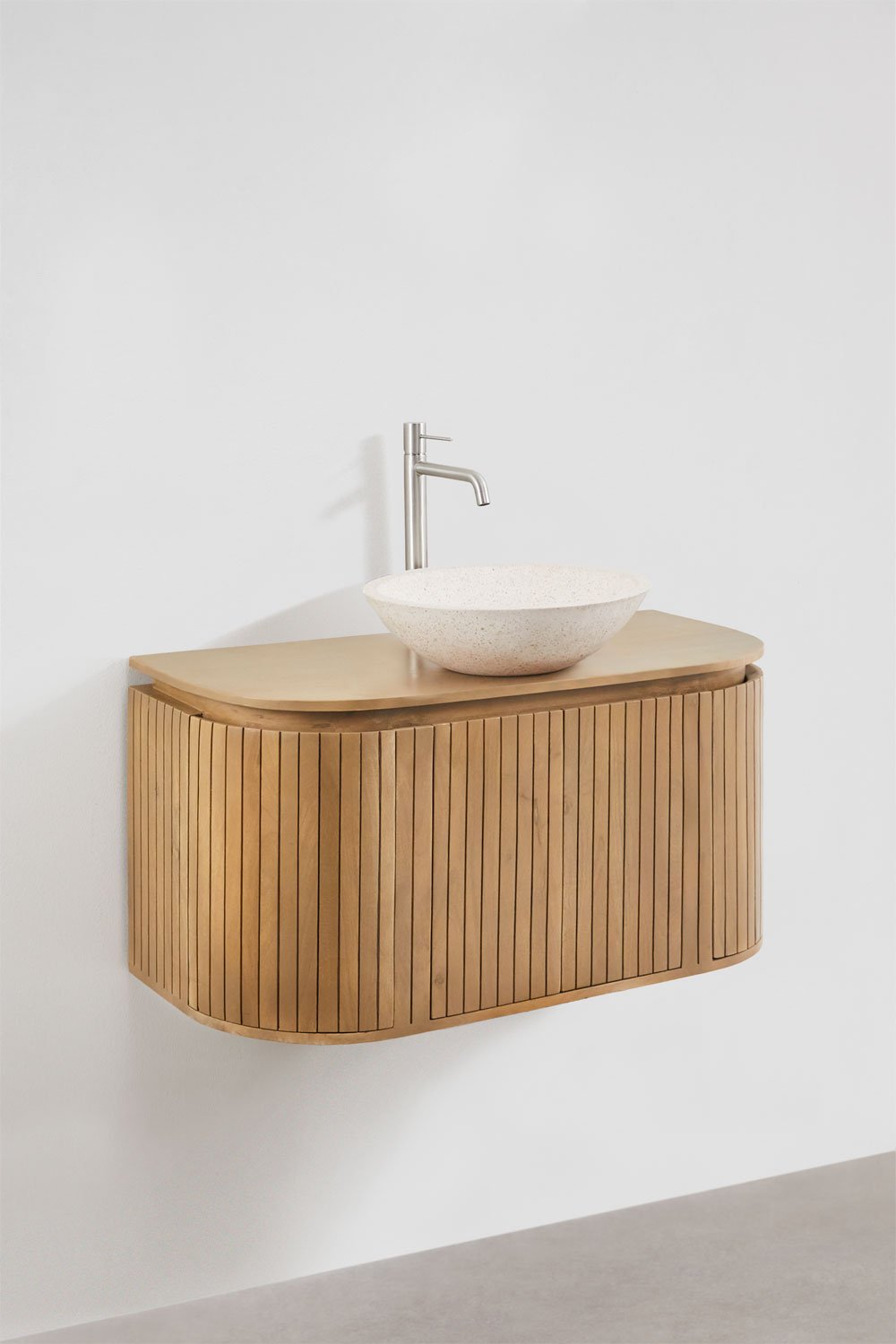 Suspended bathroom furniture set 90x40 cm in mango wood Analis, gallery image 3
