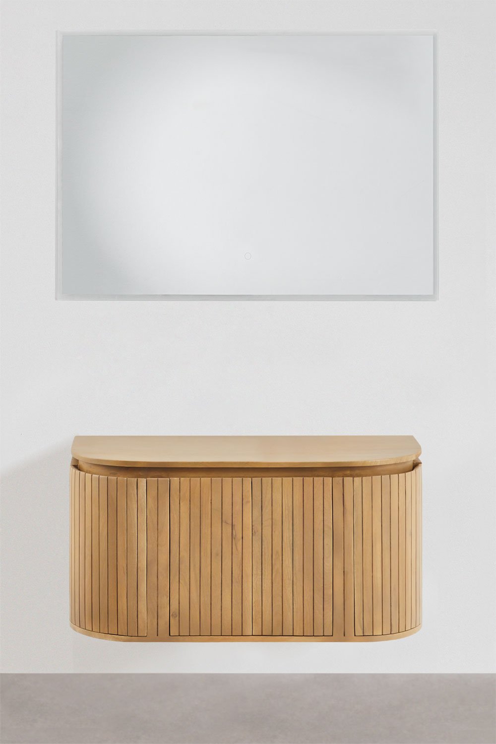 Suspended bathroom furniture set 90x40 cm in mango wood Analis, gallery image 2