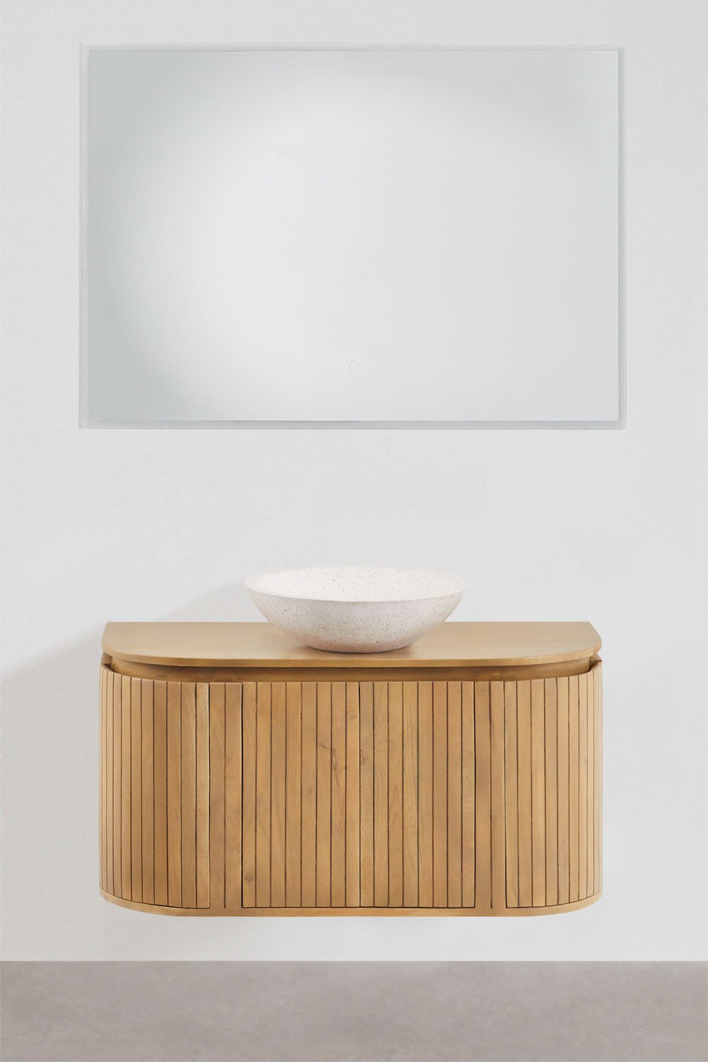 Suspended bathroom furniture set 90x40 cm in mango wood Analis, gallery image 2
