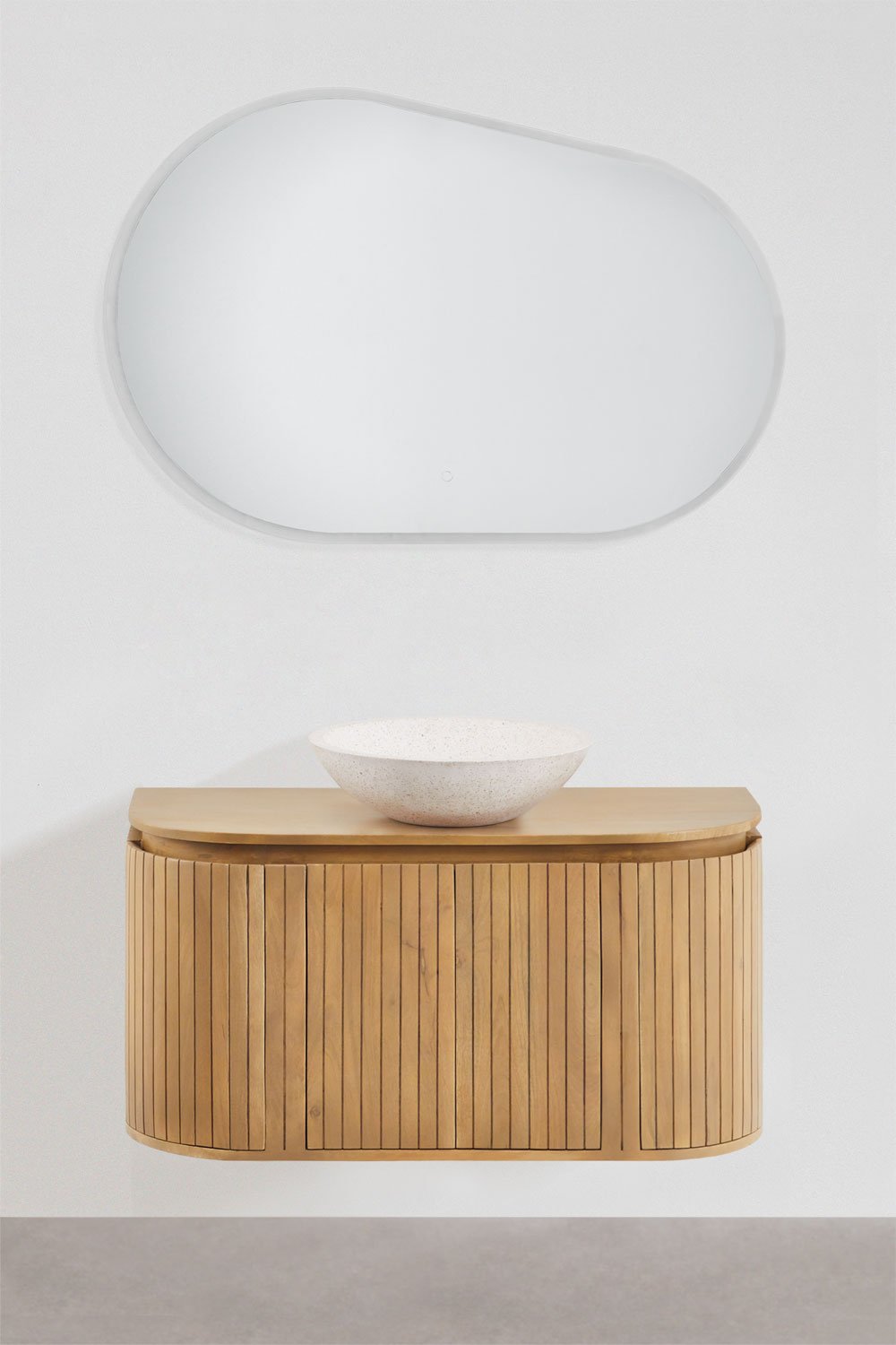 Suspended bathroom furniture set 90x40 cm in mango wood Analis, gallery image 2