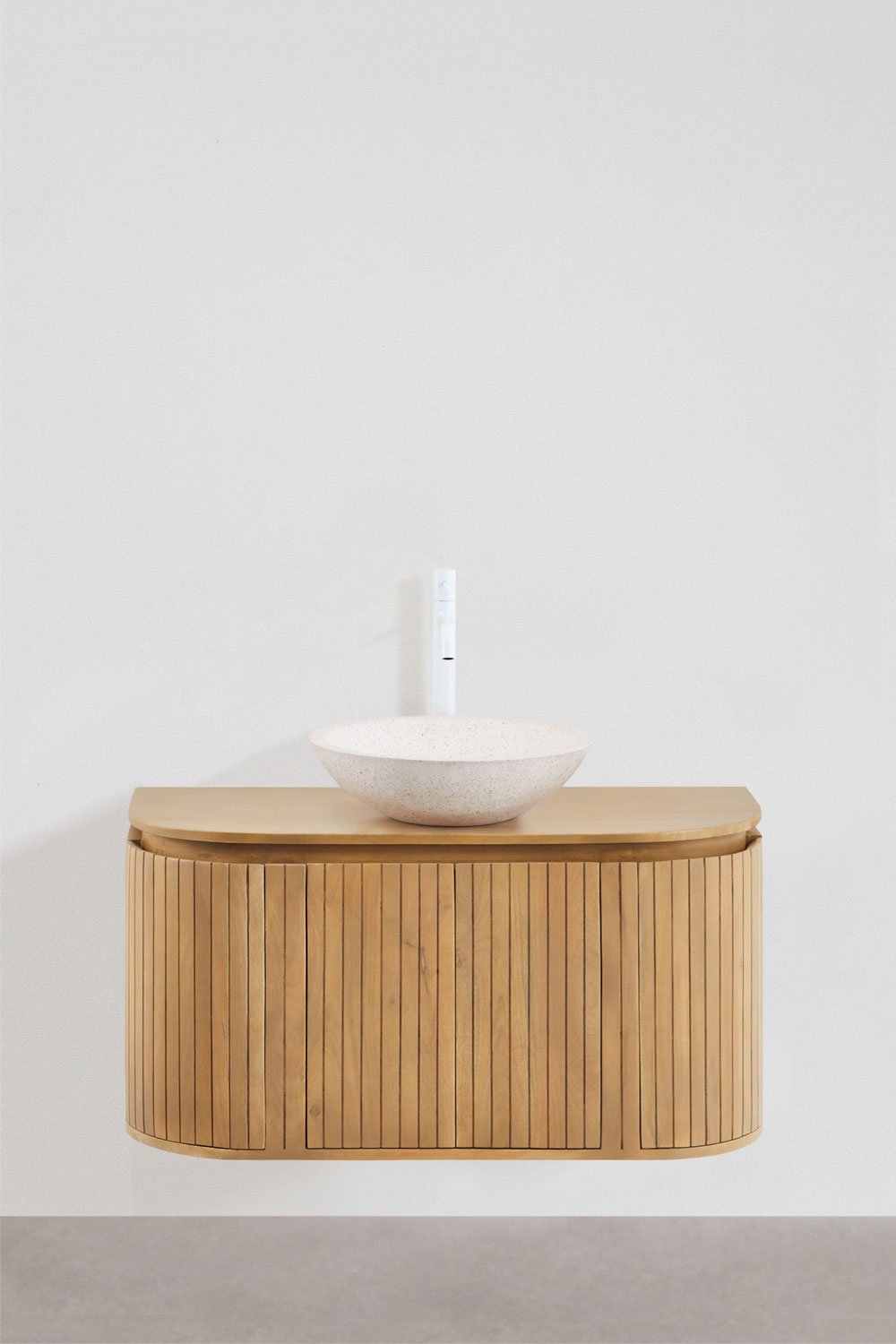 Suspended bathroom furniture set 90x40 cm in mango wood Analis, gallery image 2