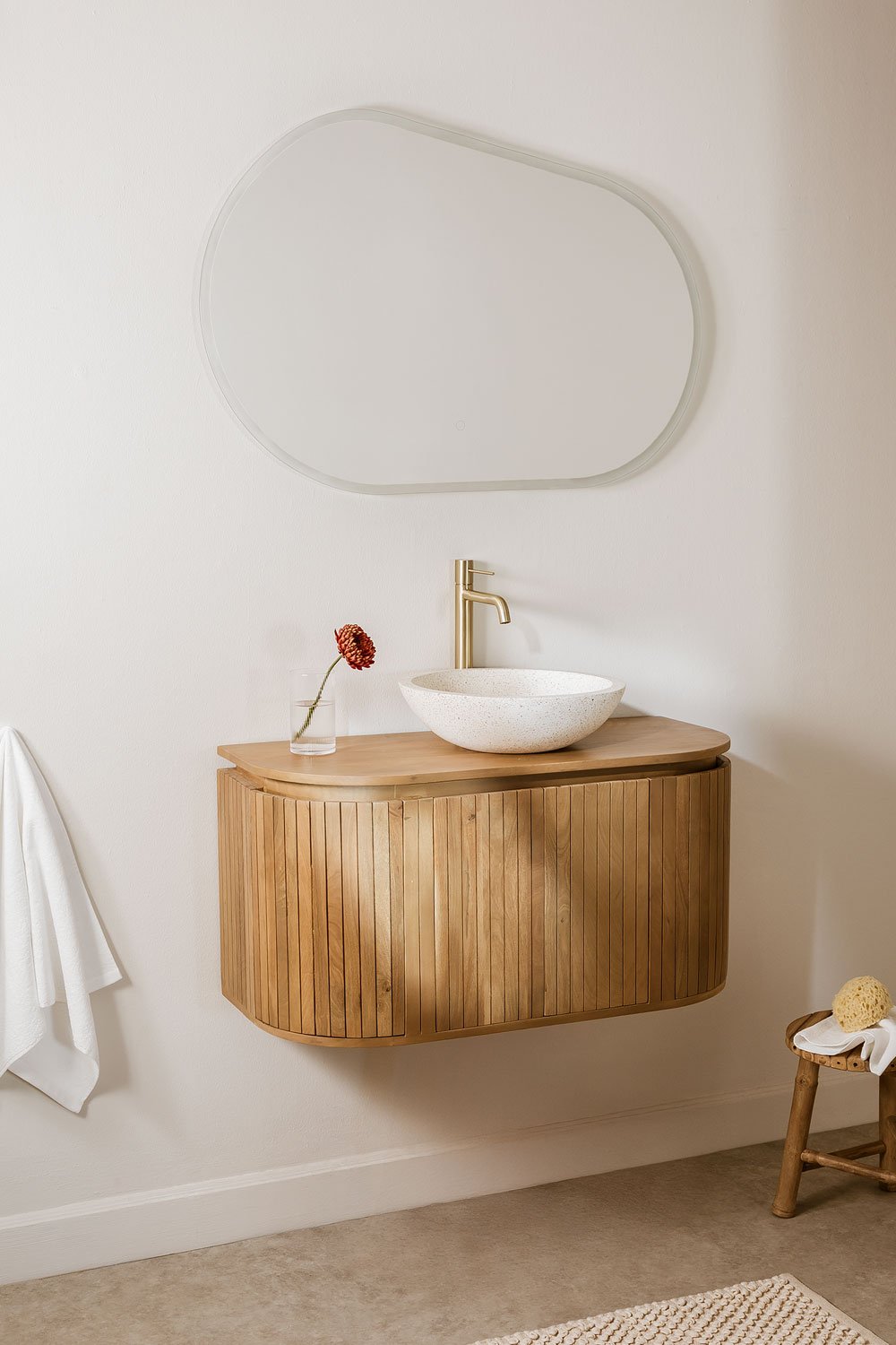 Mango wood bathroom furniture set Analis, gallery image 1