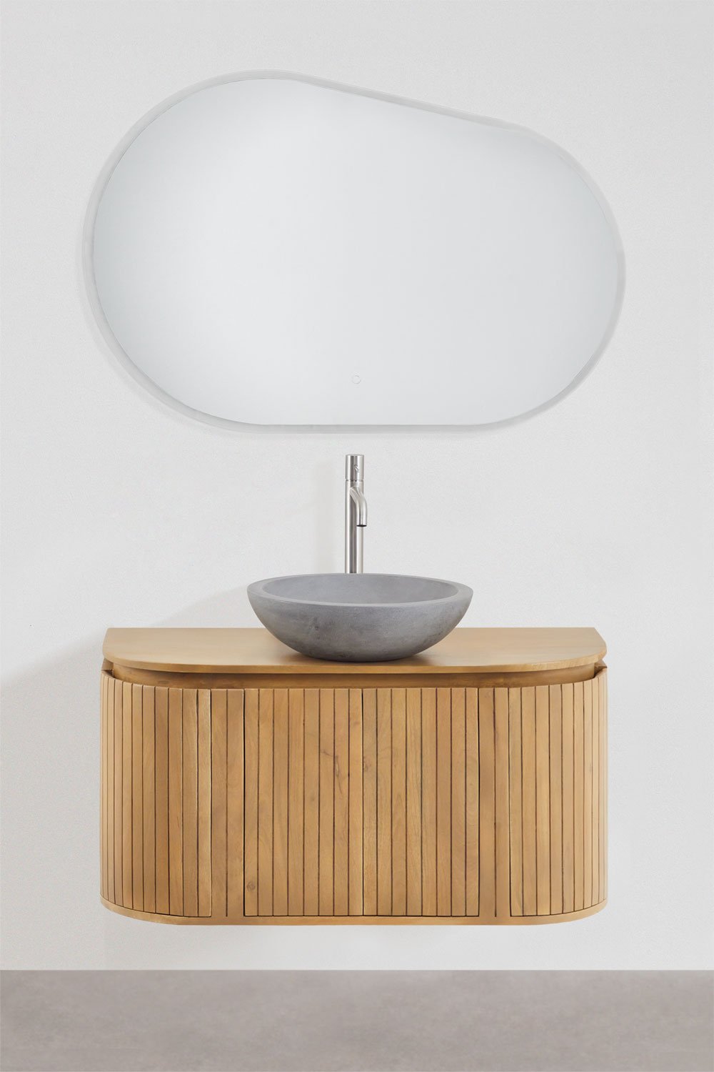 Suspended bathroom furniture set 90x40 cm in mango wood Analis, gallery image 2