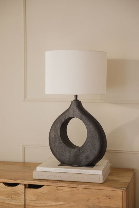 Lavaux table lamp in mango wood and linen