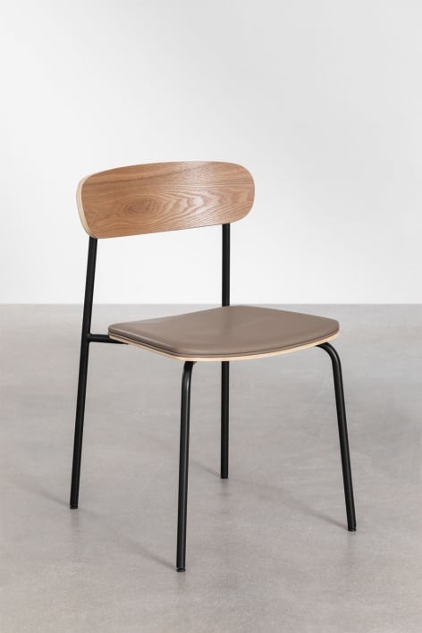Pack of 4 stackable dining chairs in iron and wood Wilpier