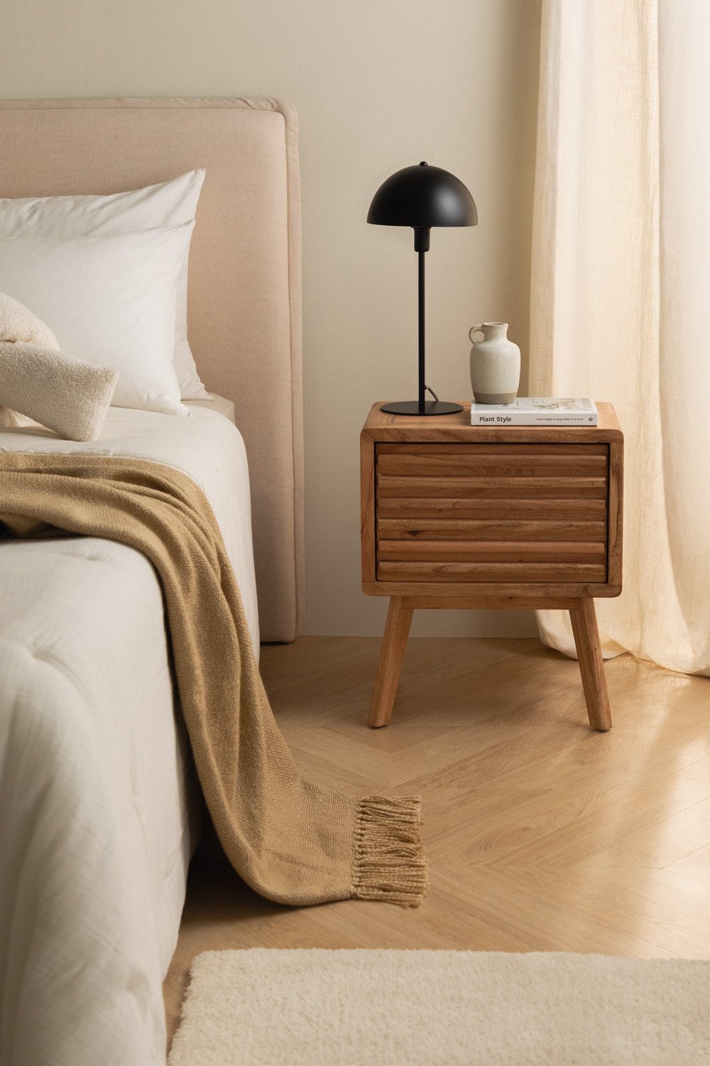 Deleyna wooden bedside table, gallery image 1