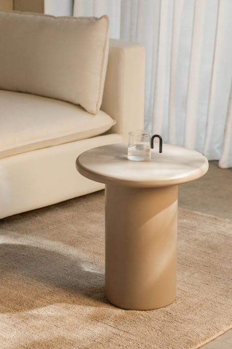 Round side table in MDF (Ø45 cm) Rodeo - Tapioca Beige