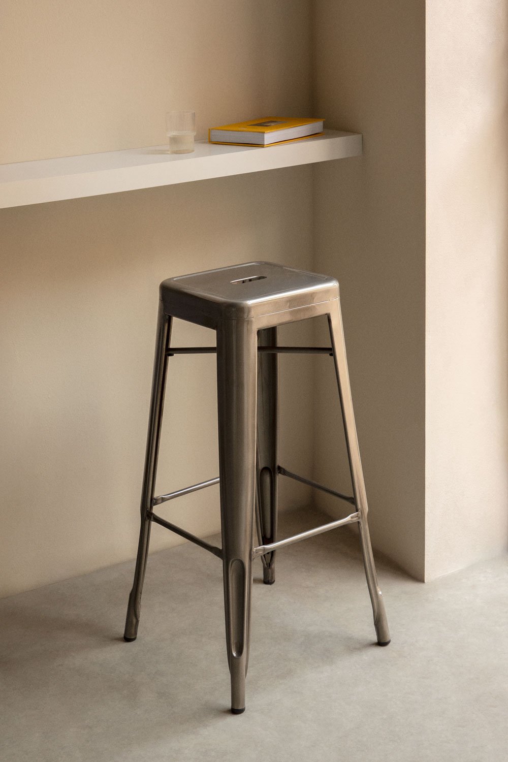 High stool in brushed LIX steel - SKLUM