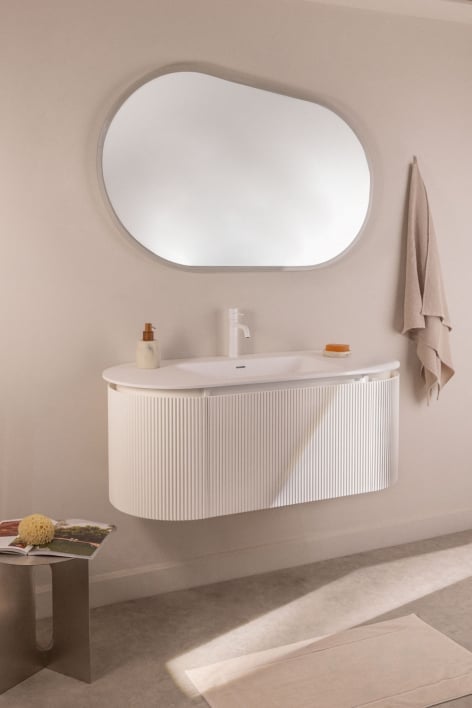 Carsone wooden bathroom furniture set with integrated washbasin - White