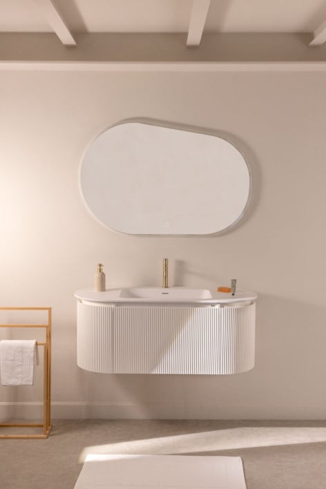 Carsone wooden bathroom furniture set with integrated washbasin - White